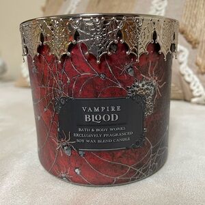Vampire Blood Bath and Body Works 3 Wick Candle with Decorative Lid